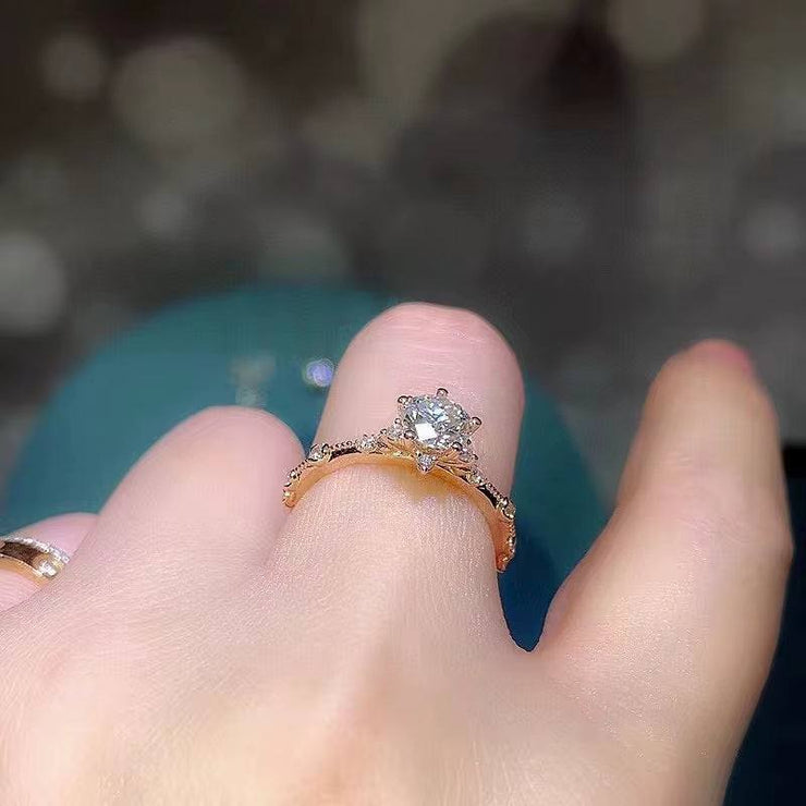 Crackling Moissanite Gemstone Ring for Women Jewelry Engagement Ring for Wedding Real 925 Silver Rose Gold Plated Birthday Gift