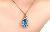 Real 14 K Rose Gold 3 Carats Sapphire Stone Pendant Women Natural Blue Sapphire Gemstone 14K Rose Gold Necklace Jewelry Pendant
