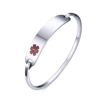 Free Engraving Medical Alert Bracelet Non Allergenic Surgical Steel ID Cuff Bangle Bracelets for Women Jewelry
