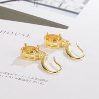 14K Yellow Gold Jewerly Drop Earring for Women Orecchini Aretes De Mujer Real Gold Jewelry Topaz Gemstone Drop Earrings