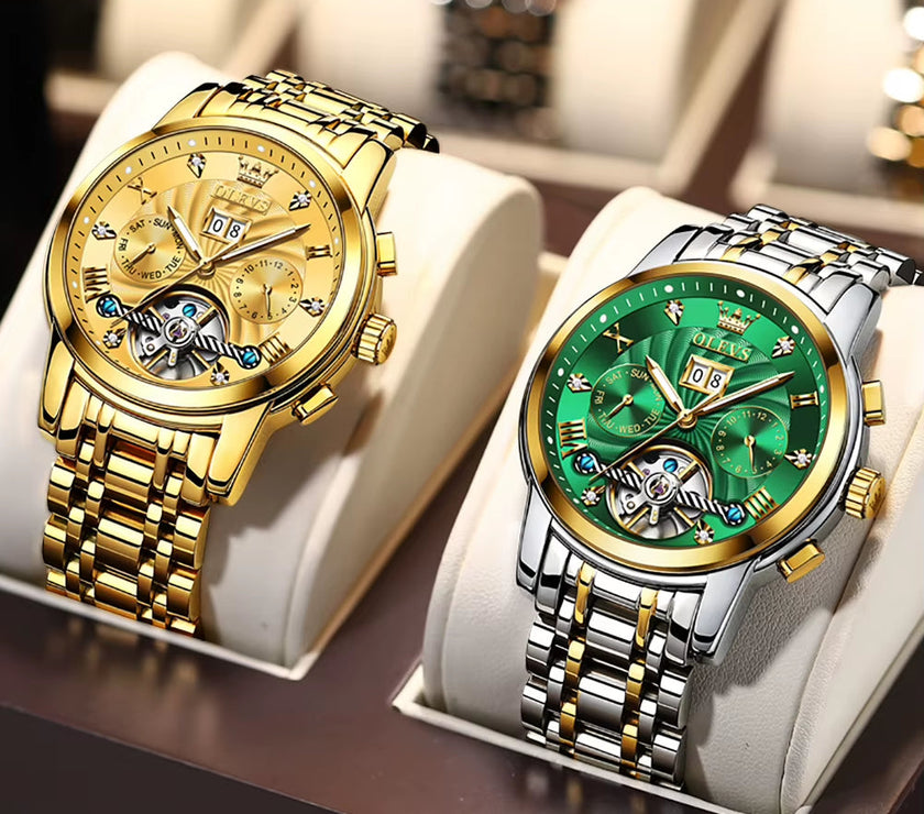 Mechanical Watches Automatic Watch Men Waterproof Stainless Steel Strap Skeleton Gold Watch Male Wristwatch