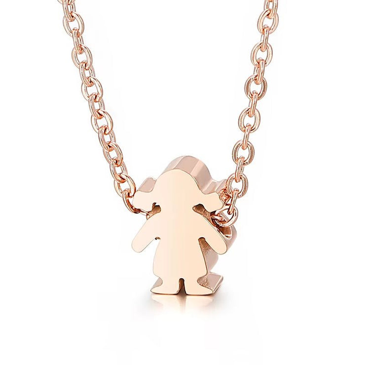 Boy Girl Kid Pendant Women Necklace Name Date Child Family Jewelry Engraved Stainless Steel Gold Color Jewelry