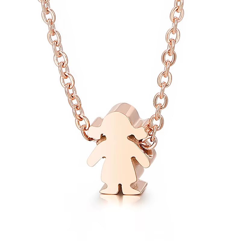 Boy Girl Kid Pendant Women Necklace Name Date Child Family Jewelry Engraved Stainless Steel Gold Color Jewelry