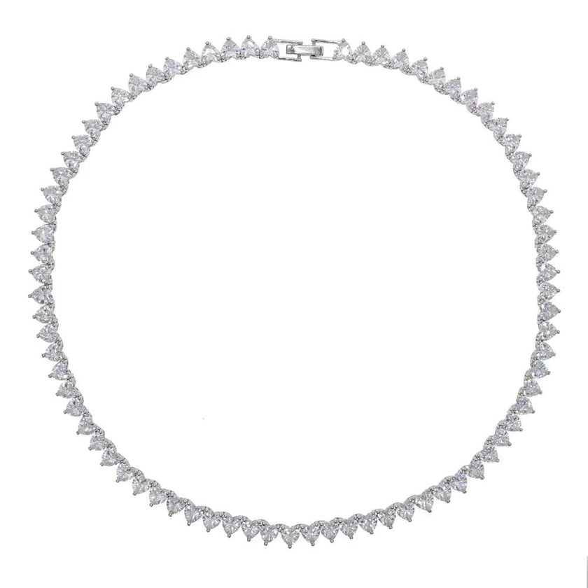 2025 Valentine'S Day Gift 5A Heart Cz Tennis Necklace White Pink Cubic Zirconia Iced Out Bling Pink Girl Women Jewelry Choker