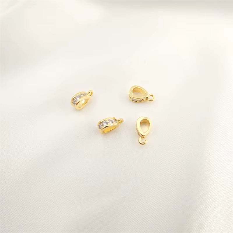 Brass Micro Pave Cubic Zirconia Pendant Bails Pinch Clips Necklace Connector Jewelry Components Metal Hook Accessories Findiuan