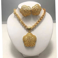 Fashion New Gold Color Wedding Jewelry Set Party Bride Women with Earrings Necklace