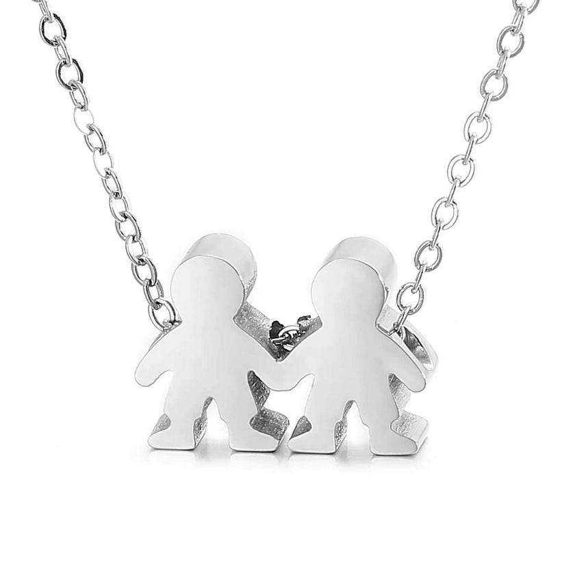 Boy Girl Kid Pendant Women Necklace Name Date Child Family Jewelry Engraved Stainless Steel Gold Color Jewelry