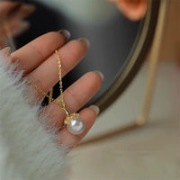 18K Gold Necklace Pendant round Natural Freshwater Pearl AU750 Yellow Gold Pendant Women'S Fine Jewelry Gift with Certificate