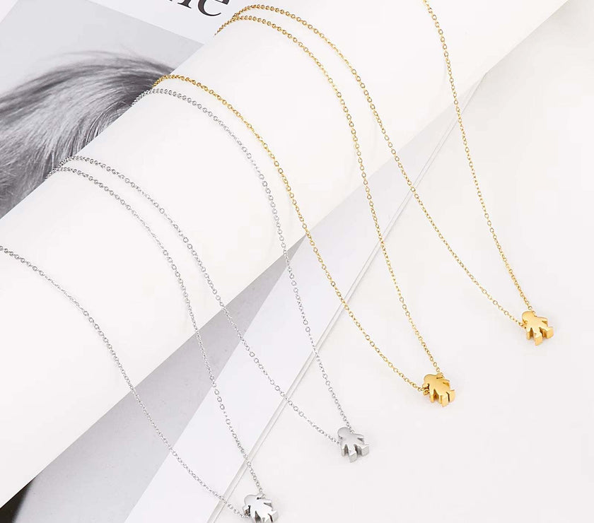 Boy Girl Kid Pendant Women Necklace Name Date Child Family Jewelry Engraved Stainless Steel Gold Color Jewelry