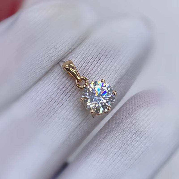 Real 18K White Gold Pendant 1CT Moissanite Necklace 6.5MM VVS Lab Diamond Rose Gold Fine Jewelry for Women Engagement Gift Au750