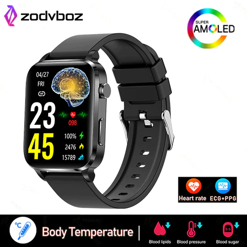 Temperature Monitoring Painless Non-Invasive Blood Sugar Smart Watch Men Laser Treatment Health Blood Pressure Sport Smartwatch Women Glucometer Watch