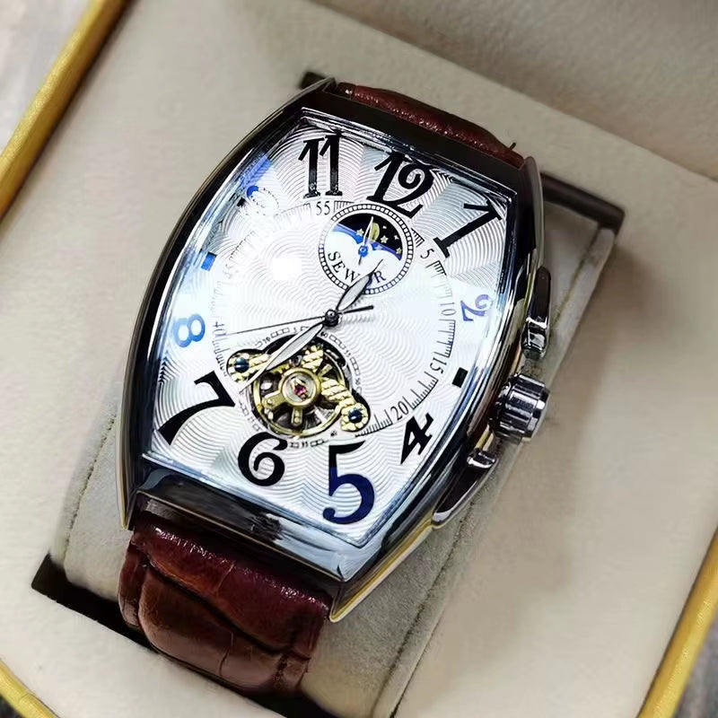 Men'S Watches Fashion Moon Phase Tourbillon Watches Men Automatic Mechanical Wristwatches Relogio Masculino Reloj Hombre
