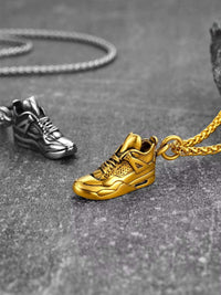 Jewelry  Stainless Steel Sneaker Necklace for Man Black Gold Color Running Sport Shoe Charm Runner Sport Lover Steampunk Punk Jewelry