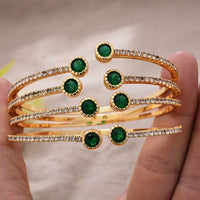 24K 4Pcs/Lot Dubai Ethiopian Gold Color Colored Stones Cuff Bangles for Women Wife Wedding Jewelry Bangles&Bracelet Gifts