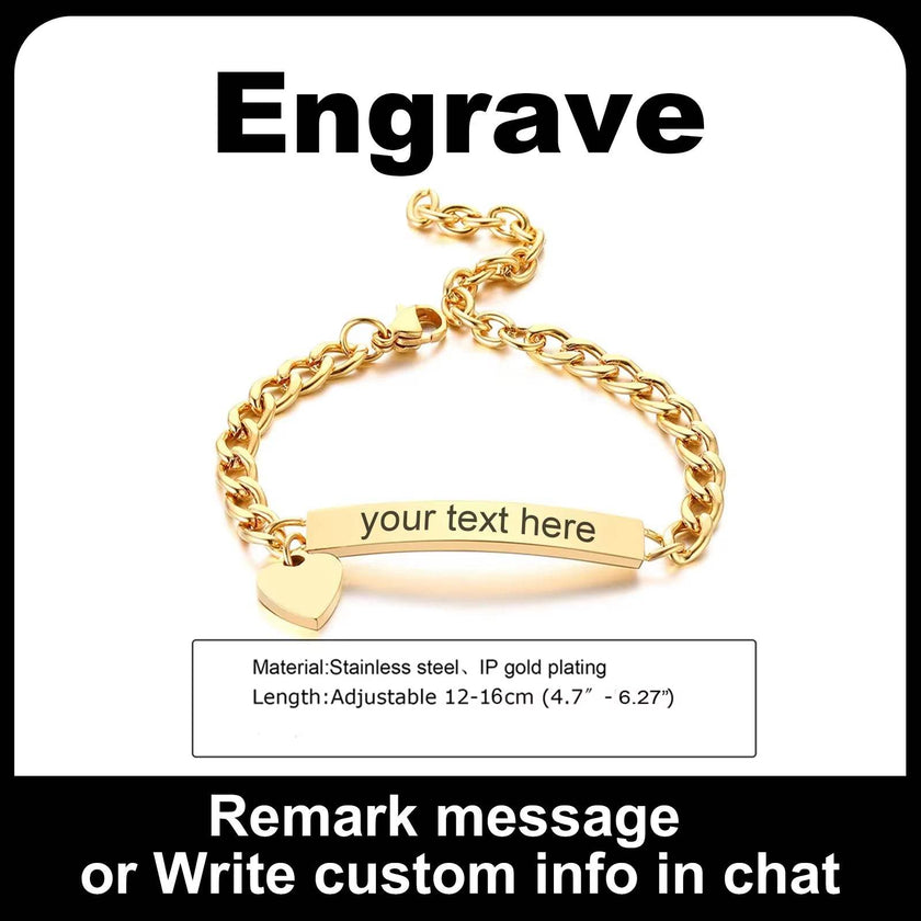 Personalize Name Bracelet for Baby Boy Girl Figaro Chain Smooth Bangle Link Gold Tone No Fade Safty Jewelry 12Cm to 15Cm
