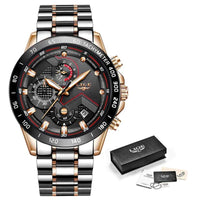 2022 New LIGE Fashion Mens Watches Stainless Steel Top Brand Luxury Sport Chronograph Quartz Withwatch for Men Relogio Masculino