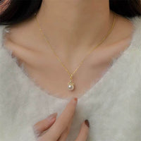 18K Gold Necklace Pendant round Natural Freshwater Pearl AU750 Yellow Gold Pendant Women'S Fine Jewelry Gift with Certificate
