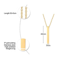 Custom Long Vertical Bar Necklace for Women Men Engrave Persoanlized Name Initial Pendant Stainless Steel Inspiration Gifts