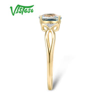 14K 585 Yellow Gold Ring for Women Diamond Sky Blue Topaz Rings Gold 585 Real Original Anniversary Fine Jewelry