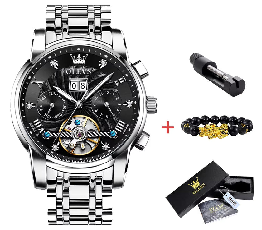 Mechanical Watches Automatic Watch Men Waterproof Stainless Steel Strap Skeleton Gold Watch Male Wristwatch