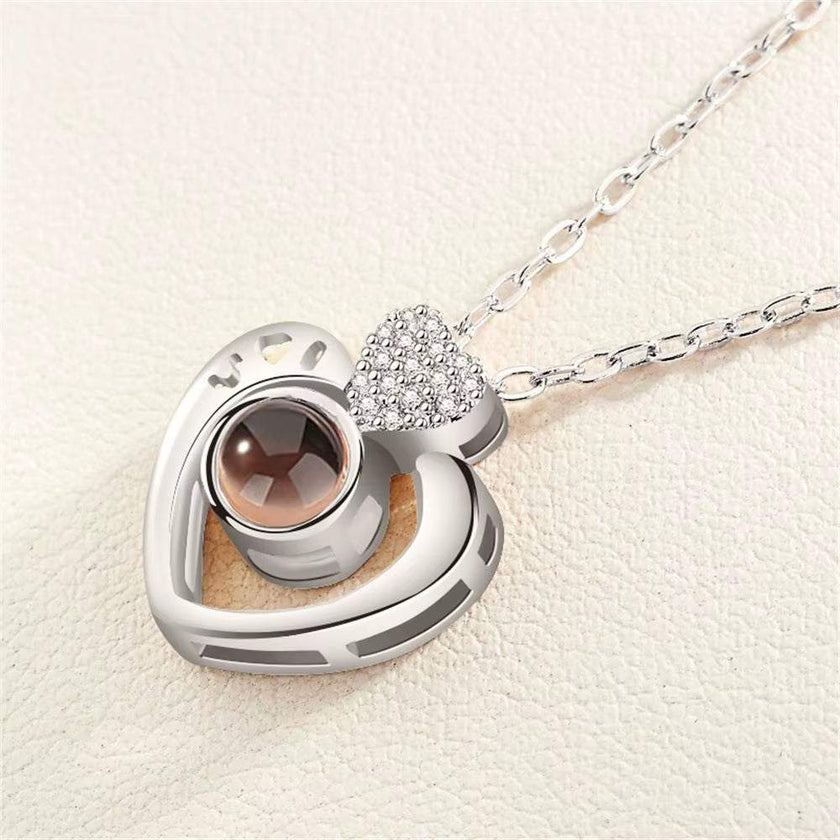 Love Heart Secret Message Locket Necklace Pendant DIY Photo Picture Locket Vintage Gift for Lover Couples Custom Message