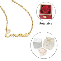 Twisted ETERNAL ROSE Box-Customized Name Necklace & REALROSE Flower Gift Box Heart Customize Jewelry Valentine'S Day Gift for Girlfriend