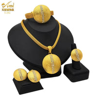 Dubai 24K Gold Color Jewelry Set for Women African Nigerian Necklace Set Earrings and Bracelets Bridal Indian Fashion
