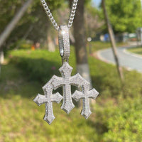 Iced Out Cross for Women White Gold Plated Real Copper Cubic Zirconia Luxury Hip Hop Jewelry