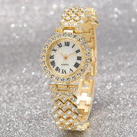 5PCS Set Watch Women Ring Necklace Earrings Rhinestone Fashion Wristwatch Female Casual Ladies Watches Bracelet Set Clock Reloj