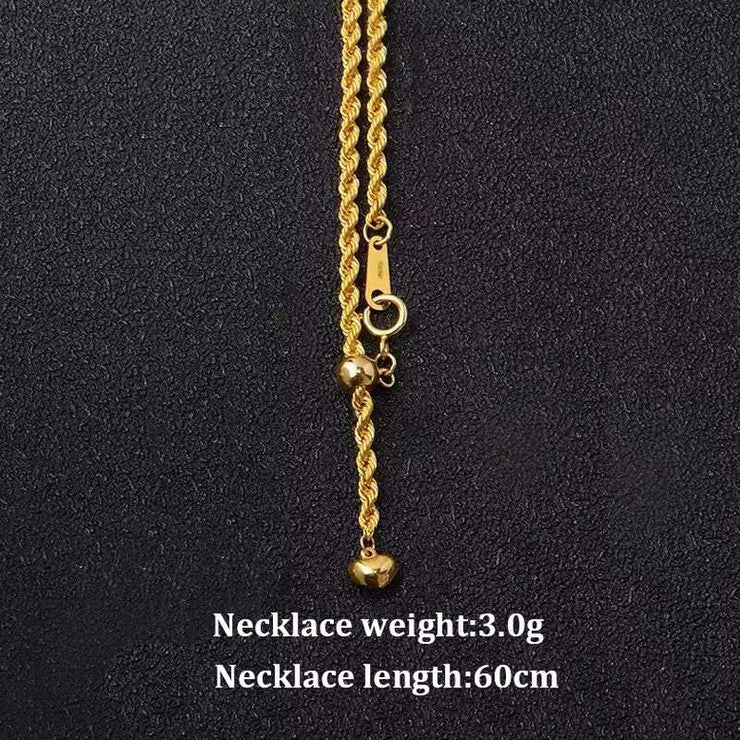 YUNLI Real 18K Gold Twisted Chain Necklace Simple Style Pure AU750 Hemp Rope Chain for Women Fine Jewelry Gifts