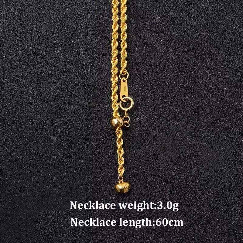 YUNLI Real 18K Gold Twisted Chain Necklace Simple Style Pure AU750 Hemp Rope Chain for Women Fine Jewelry Gifts