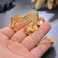 Gold Color Copper Coin Baby Bangles for Kids Cild Dubai Israel Jewelry Gold Cuffbracelet Ring Boys Children Arab Birthday Gifts
