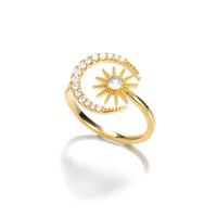 Christmas Zircon Moon Rings for Women Stainless Steel Glowing Moon Star Adjustable Finger Ring Aesthetic Wedding Jewelery Gift Bague Femme