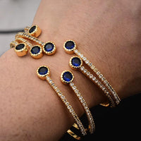 24K 4Pcs/Lot Dubai Ethiopian Gold Color Colored Stones Cuff Bangles for Women Wife Wedding Jewelry Bangles&Bracelet Gifts
