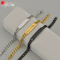 Sifisrri Engraved Name Letter Date Bracelets Women Men Stainless Steel Adjustable Bangles for Boys Girls Kids Jewelry Gift