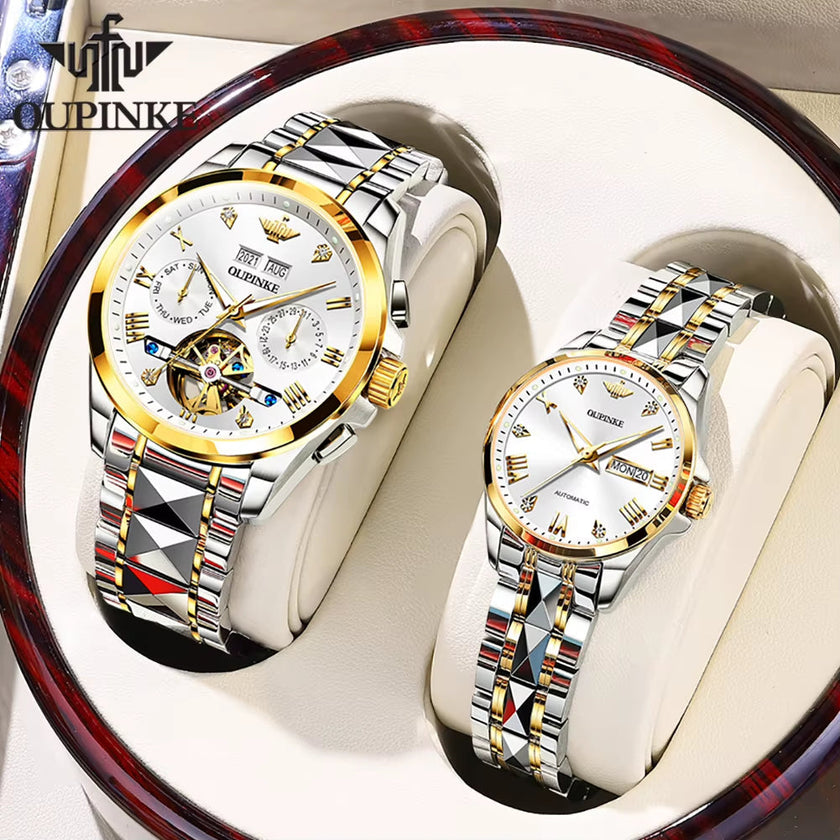 TOP Luxury Brand Couple Watches Pair for Men and Women Automatic Mechanical Lover'S Watches Waterproof Couple Watch Set
