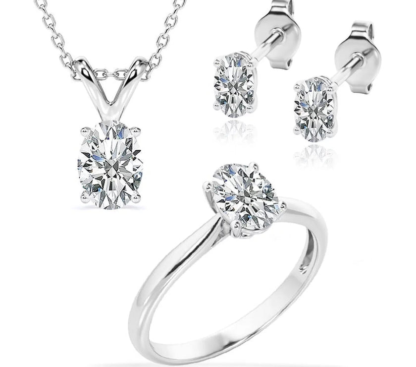 Embellish Beautiful Gift Set of 3 Carat Moissanite with Ring, Earrings & Pendant