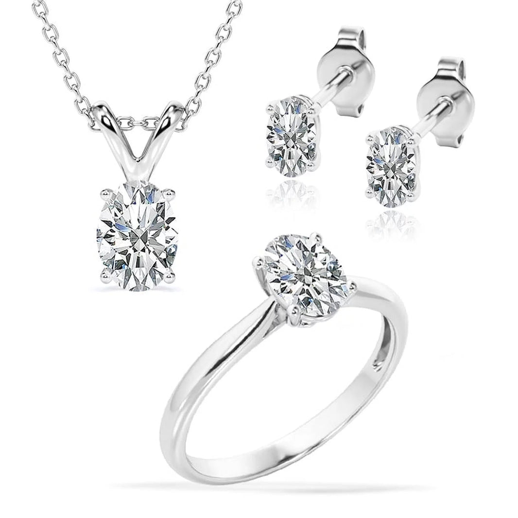 Embellish Beautiful Gift Set of 3 Carat Moissanite with Ring, Earrings & Pendant