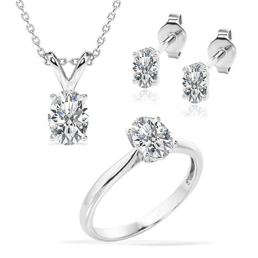 Embellish Beautiful Gift Set of 3 Carat Moissanite with Ring, Earrings & Pendant