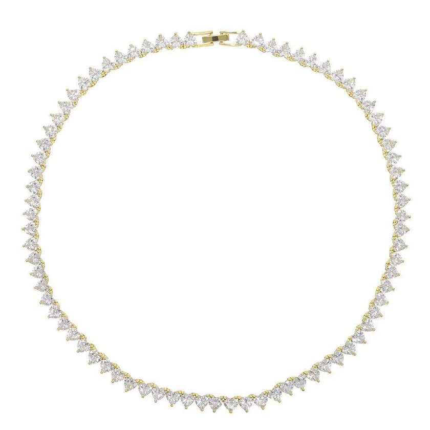 2025 Valentine'S Day Gift 5A Heart Cz Tennis Necklace White Pink Cubic Zirconia Iced Out Bling Pink Girl Women Jewelry Choker