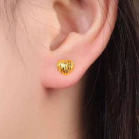 Real 18K Gold Heart Shaped Earrings Pure AU750 Irregular Earrings Simple Fashion Fine Jewelry Gift for Women