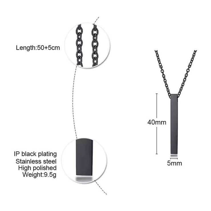 Custom Long Vertical Bar Necklace for Women Men Engrave Persoanlized Name Initial Pendant Stainless Steel Inspiration Gifts