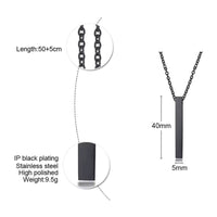 Custom Long Vertical Bar Necklace for Women Men Engrave Persoanlized Name Initial Pendant Stainless Steel Inspiration Gifts