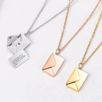 Love Letter Envelope Pendant Necklace Customized Stainless Steel Jewelry Confession Love You for Valentine Day Mother Day