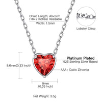 Dainty Silver Necklace Women 925 Sterling Silver Birthstone Love Heart Necklace, Birthday Valentines Gift