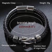 To My Son to My Grandson Bracelet Love You Forever Braided Leather Knot Bracelet Stainless Steel Magnetic Clasp Jewelry Gift