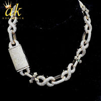 Prong Chain Iced Out Cross Infinity Necklace for Men Choker Real Gold Plated Hip Hop Jewelry