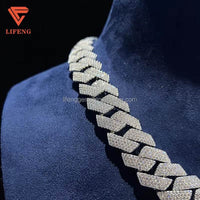 Custom Fine Jewelry Mens Iced Out Moissanite 18MM Cuban Necklace Hip Hop 4 Rows Diamonds Bling 925 Silver Cuban Link Chain