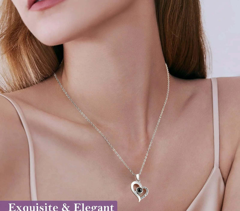 Preserved Rose Flower with Heart Necklace, Eternal Purple Real Rose with Music LED Lights for Her Women Wife Grandma Anniversary Birthday Romantic Gifts, Purple