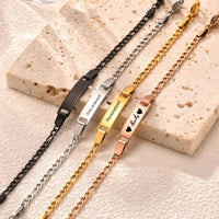 Personalize Name Bracelet for Baby Boy Girl Figaro Chain Smooth Bangle Link Gold Tone No Fade Safty Jewelry 12Cm to 15Cm